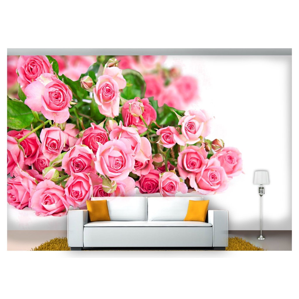 papel de parede Flores Rosas Romantico 3D 6m² NFL146