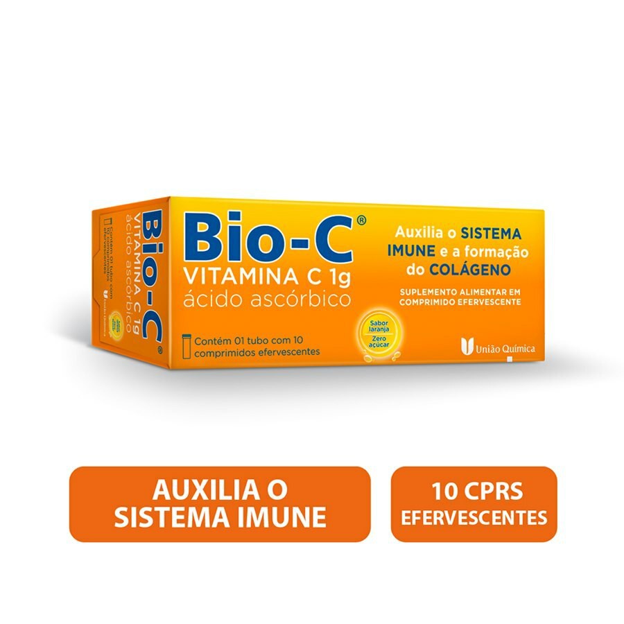 Vitamina C 1g Bio C 10 Comprimidos efervescentes imunidade Bio-c Acido ascorbico