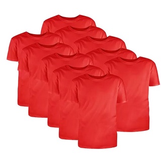 KIT COM 10 CAMISETAS VERMELHAS 100% POLIESTER USO CASUAL