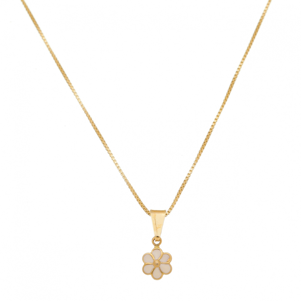 Colar Semijoia Cordão de Ouro Banhado Corrente Não é Bijuteria Colares Femininos Gargantilha Garantia Colar Infantil Pingente de Flor