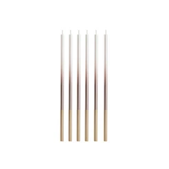 Vela Palito Gigante Dégradé Pérola com Rose Gold 15 cm - 1 unidade Pct. c/ 6 unds. - Silver - Rizzo