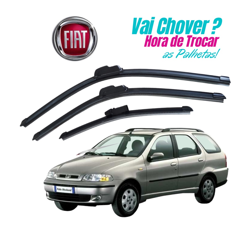 Kit Palheta Limpador Parabrisa Dianteiro + Traseiro Palio Weekend 1997 a 2000 em Oferta na Shopee