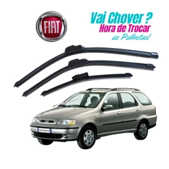 Kit Palheta Limpador Parabrisa Dianteiro + Traseiro Palio Weekend 1997 a 2000