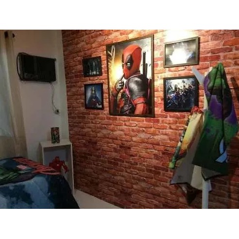 Papel De Parede 3d Tijolo a Vista Vinílico Vermelho 3mx57cm TIJ29P