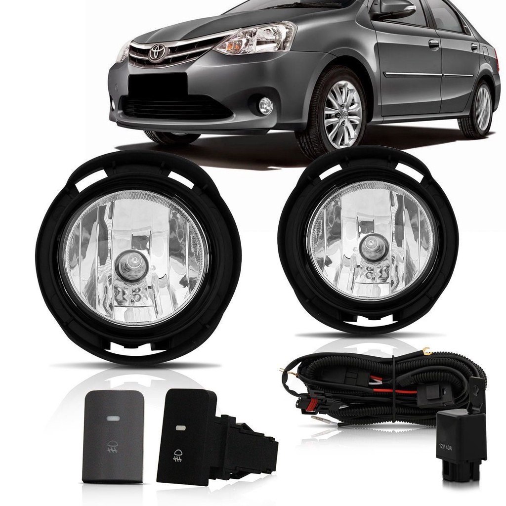 Kit Farol Milha Etios 2013 2014 2015 2016 2017 2018 Botão Modelo Original