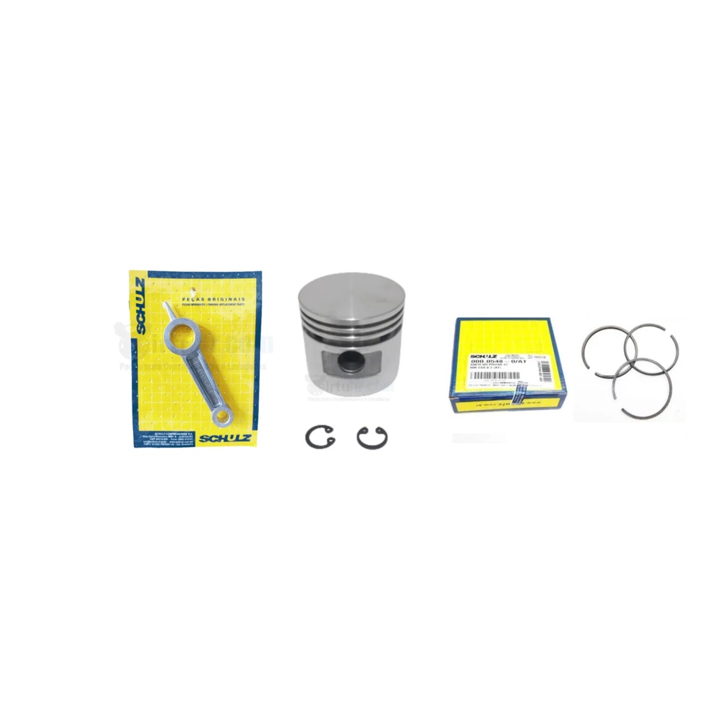 Kit de Peças Compressor Schulz Csa 8,2 Biela + Pistão 47mm + Jogo De Anéis 47