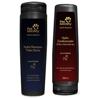 Shampoo Branqueador + Condicionador cachorro e gato Pet Society
