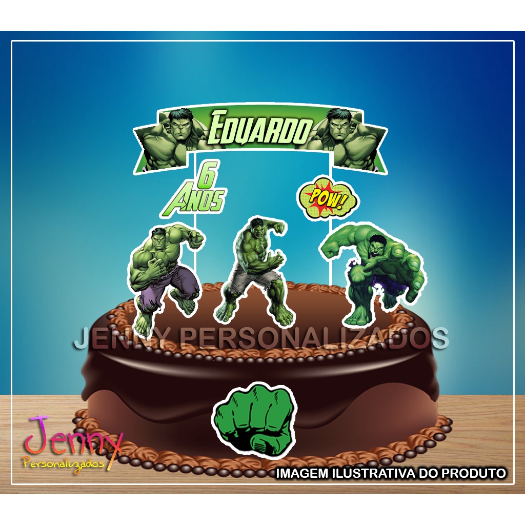 Topo Topper de bolo Hulk Personalizado