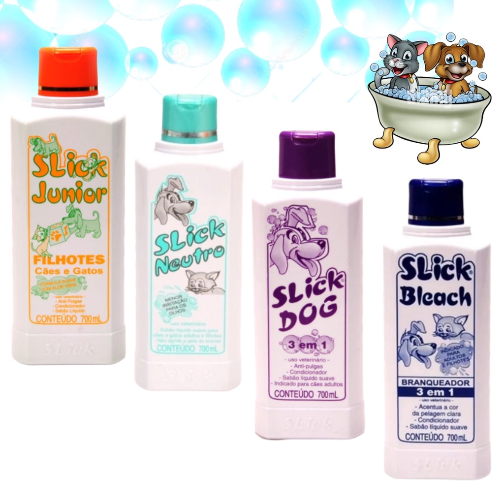 Shampoo e Condicionador Slick Dog 700 ml para Cachorros e Gatos