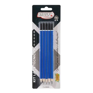 Kit com lápis preto para desenhos técnicos, embalagem com 5 lápis com diferentes graduações! Ideal para desenhos. em Oferta na Shopee