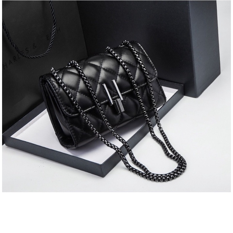 bolsa feminina contente preta transversal “Y” em Oferta na Shopee