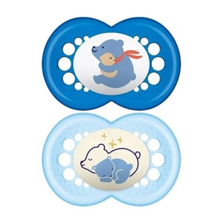 Kit 2 Chupetas Brilha no Escuro Day Night 16m+ Azul – Mam