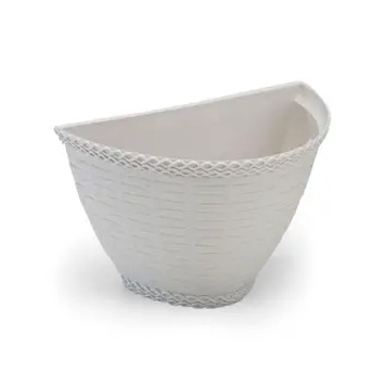 Vaso de Parede Cachepot Plástico Modelo Médio Injeplastec - Branco/Marrom/Preto