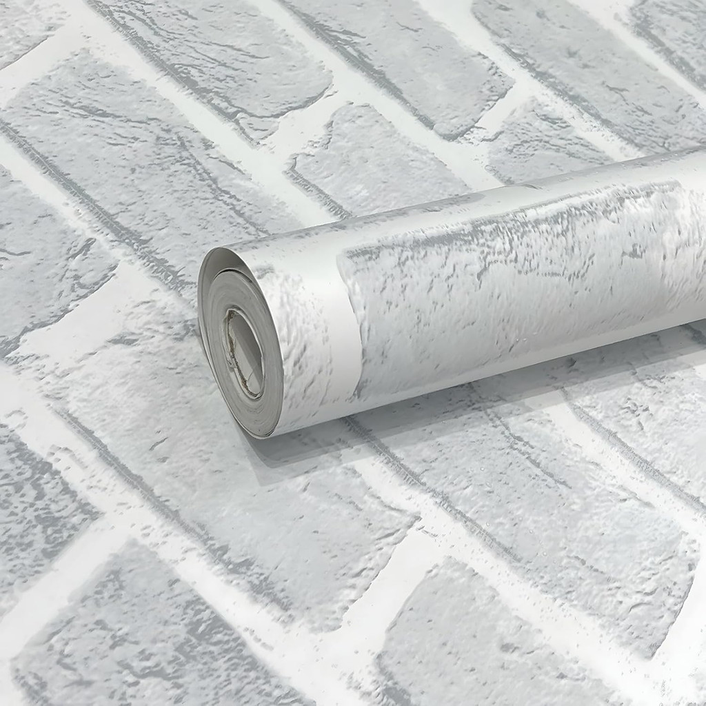 Papel De Parede Tijolinho Branco Aparente Imita Tijolo 3D Autocolante Lavável Para Sala Quarto Loft