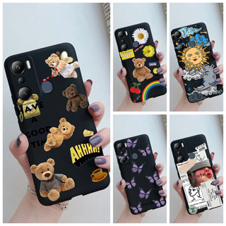 infinix hot 20i Estojo Fofo Moda Preto Impresso Silicone Macio Fosco hot20i X665C X665E