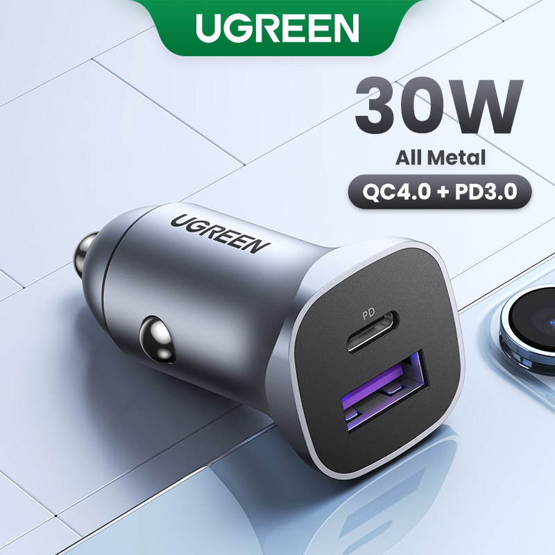 Carregador De Carro UGREEN 30W USB Tipo C Rápido QC 4.0 3.0 PD 20W PPS 25W Carregamento Para iPhone 14 13 12 Xiaomi - Automobiles
