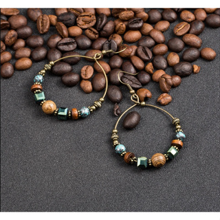 Brincos De Cristal Boêmio Para Mulheres Étnicos Grande Círculo Redondo De Tassel Oco Vintage Metal De Madeira Jóias em Oferta na Shopee