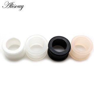 Alisouy 2 Peças 28mm-76mm Oco De Silicone Preto Tamanho Grande Flexível Duplo Flared Flesh Túnel De Ouvido Plugues Expansor Esticadores
