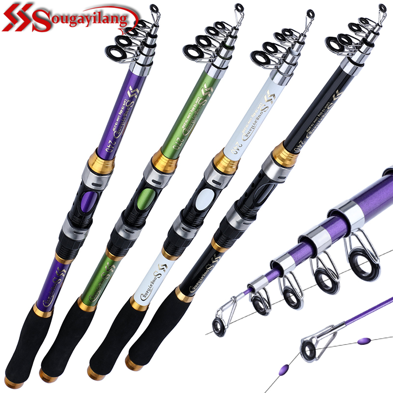 Sougayilang Vara De Pesca Rotativa De Fibra De Carbono Super Leve Telescópica Portátil 1.8M-3.3M-Carretilha Não Incluem em Oferta na Shopee