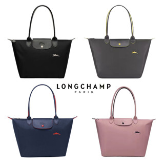 Saco Longchamp Le Pliage Club 70th Anniversary 【 Alça longa M * L 】 Women De Nylon Tote Bordado Logotipo Bolsa À Prova D