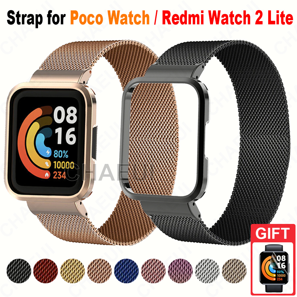 Pulseira De Aço Inoxidável Com Caixa De Metal Para Redmi Watch 5 4 3 2 Lite Active / Mi Watch Lite em Oferta na Shopee