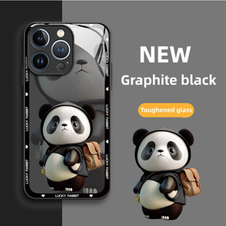 Nova Mochila Metálica De Tinta Panda De Vidro À Prova De Choque Para IPhone 11 12 13 14 15 Pro Max Plus X Xs Xr Capa Da