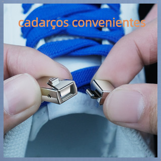 cardaço de tênis colorido Cadarço de sapato sem gravata Cadarços elásticos com fivelas de metal Sem cadarços com nós Fivelas de cadarço antiderrapantes para crianças Fivelas de sapato convenientes Acessórios para sapatos