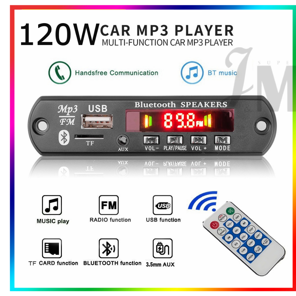 120W Placa Decodificador Bluetooth 5.0 Placa Amplificadora Bluetooth 5.0 Placa Amplificada 120W Decodificador 9V 12V