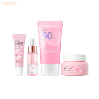 LAIKOU Sakura SPF50 Protetor Solar Soro Brilhante Fade Blemishes Hidratante Conjunto De Cuidados Com A Pele 4pcs