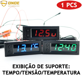 3 Em 1 Termômetro + Voltímetro + Relógio 12V Para Carro/Veículo Com Display Digital LED Visor para relógio de carro em Oferta na Shopee