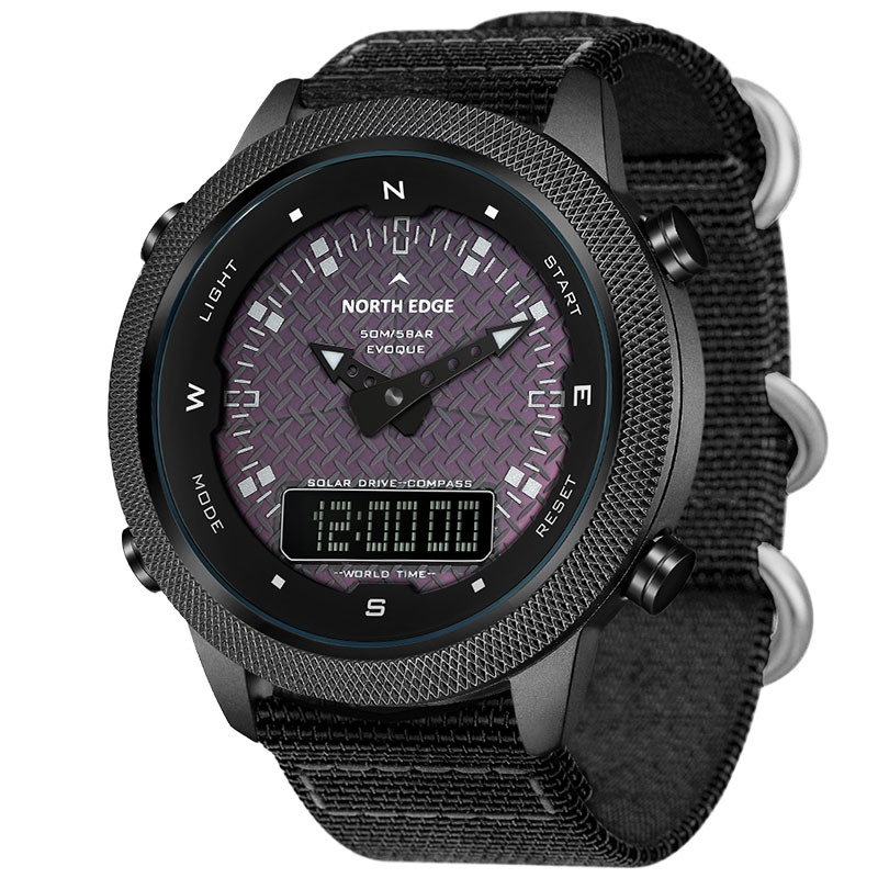 NORTH EDGE Evoque men Energia Solar Relógio Digital Original À Prova D'água 50M Analógico Esportivo Exterior Para Homens Jam tangan lelaki Compass Countdown Stopwatch Relógios - Watches