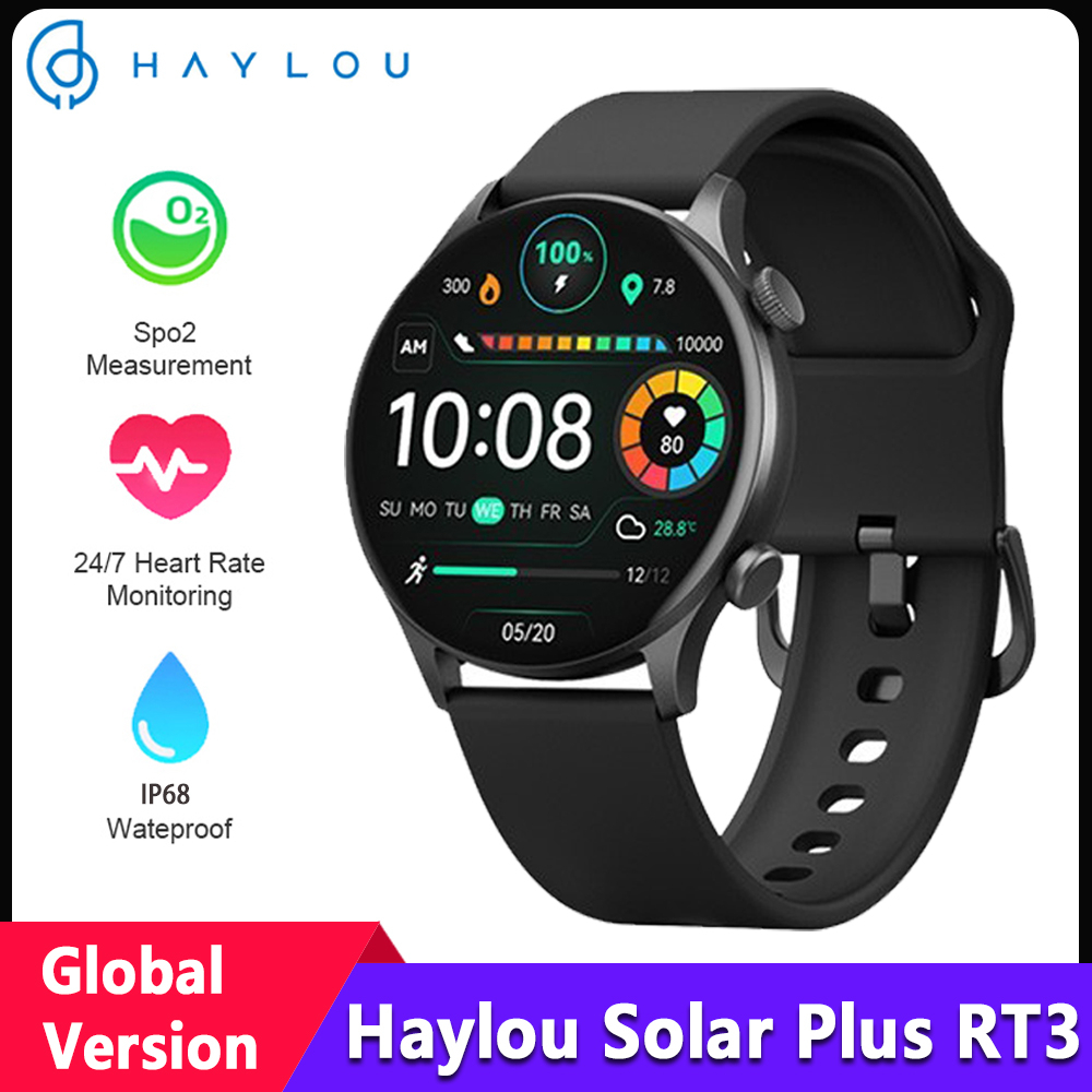 HAYLOU Solar Plus RT3 Smartwatch Bluetooth Call 1.43 " Tela AMOLED Detecção De Tensão IP68 À Prova D'água 105 Modos Esportivos Smart Watch