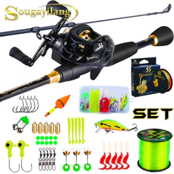 Vara De Pesca Sougayilang Combo Fundida 1.8M 2.1M 2.4M Telescópica Com 18 + 1BB Isca Para Robalo Max Drag 15kg