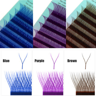 Feira Yytis YY Forma Extensão De Cílios Coloridos 0.07mm C/D/L Curl Purple Blue Brown Duas Pontas