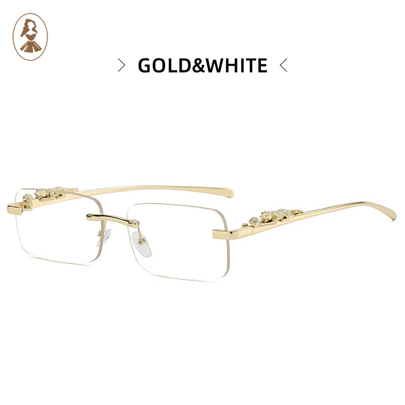 Decoração De Chita Lente Oceânica Clara Eyewear Retro Rimless Rectangle Óculos De Sol Femininos Masculinos UV400