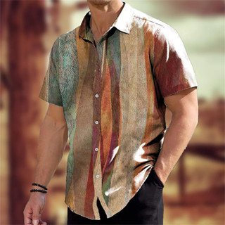 Estilo Vintage Ombre Stripe Print Summer Fashion Hawaiian Men