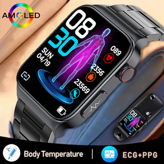 AMOLED ECG + PPG Smart Watch Glicose Sanguínea High End Health Monitor De Temperatura Smartbracelet Homens Mulheres Pulseira Saudável