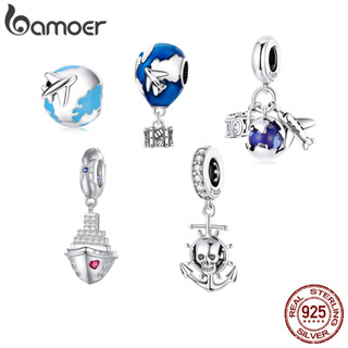 Bamoer Contas Redondas Do Mundo De Viagem Série 925 Acessórios De Moda De Prata Adequado Para Pulseiras Diy Scc2026X5