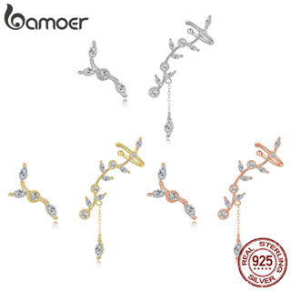 Bamoer 925 Sterling Ramo De Ameixa De Prata 3 Cores Brincos De Cavilha Mulher Moda Jóias SCE429