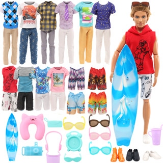 Roupas Ken Doll Clothes Estilo 22 Conjunto = 3 Calças Superiores + 2 De Praia + 3 Sapatos + 1 Skate + 4 Óculos + 8 Acessórios Para Bonecas De 11,5 Polegadas