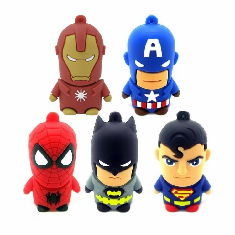 Marvel Series USB2.0 Cartoon Capitão Batman Homem Aranha Super-Ferro De Alta Velocidade Unidade Flash USB 1GB 2GB 4GB 8GB 16GB 32GB 64GB 128GB