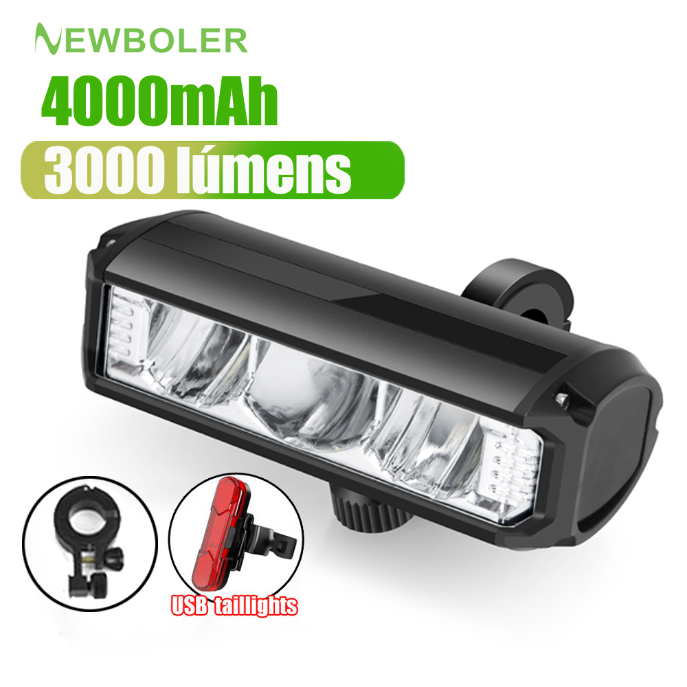 NEWBOLER 3000 Lumens Conjunto De Luzes De Bicicleta USB Farol Recarregável IPX6 Lanterna De Ciclismo À Prova D'água Acessórios Com Capa De Alumínio em Oferta na Shopee
