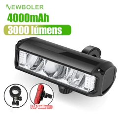 NEWBOLER 3000 Lumens Conjunto De Luzes De Bicicleta USB Farol Recarregável IPX6 Lanterna De Ciclismo À Prova D'água Acessórios Com Capa De Alumínio