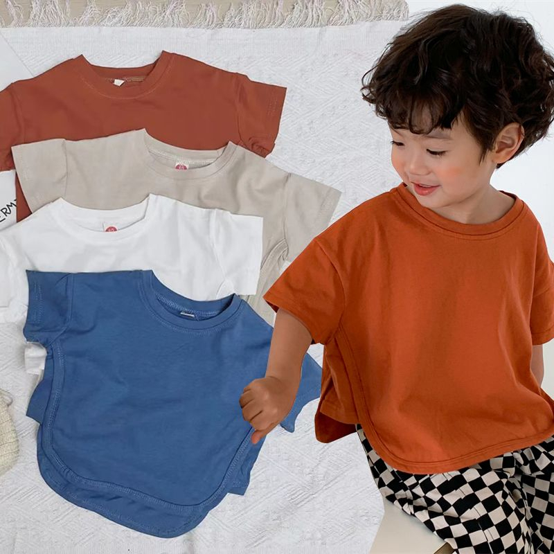 Crianças Contos Roupas Infantis Verão Camiseta Infantil Manga Curta Doce Cor Versão Coreana Solta Formato Largo Meninos 