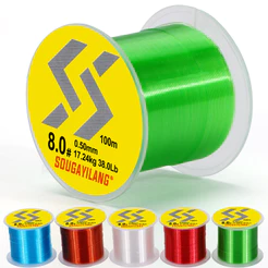 Sougayilang 100M 5 Cores 0.14mm-0.50mm Linha De Pesca Em Nylon Transparente Max Drag 38lb 13.6kg