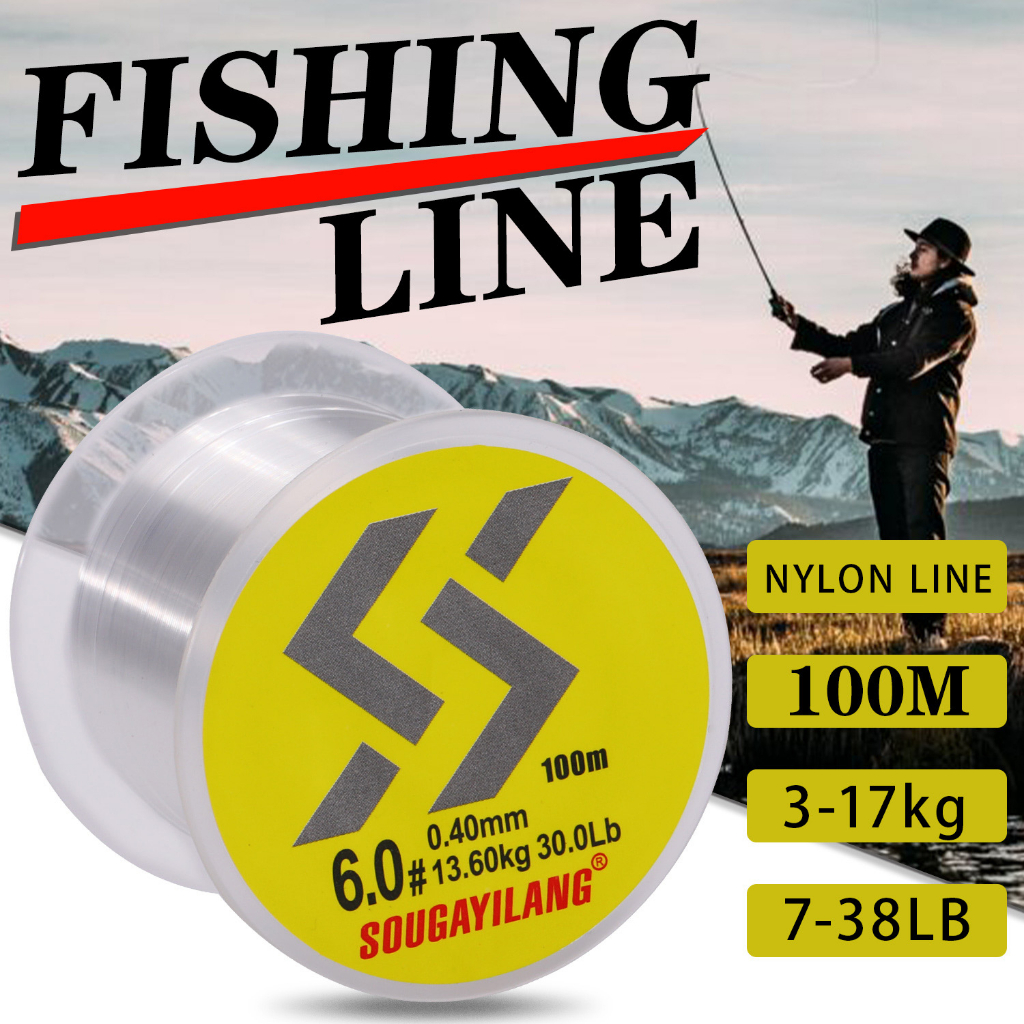 Sougayilang Linha De Pesca Transparente De Nylon 100M 0.14mm-0.50mm Max Drag 38lb em Oferta na Shopee