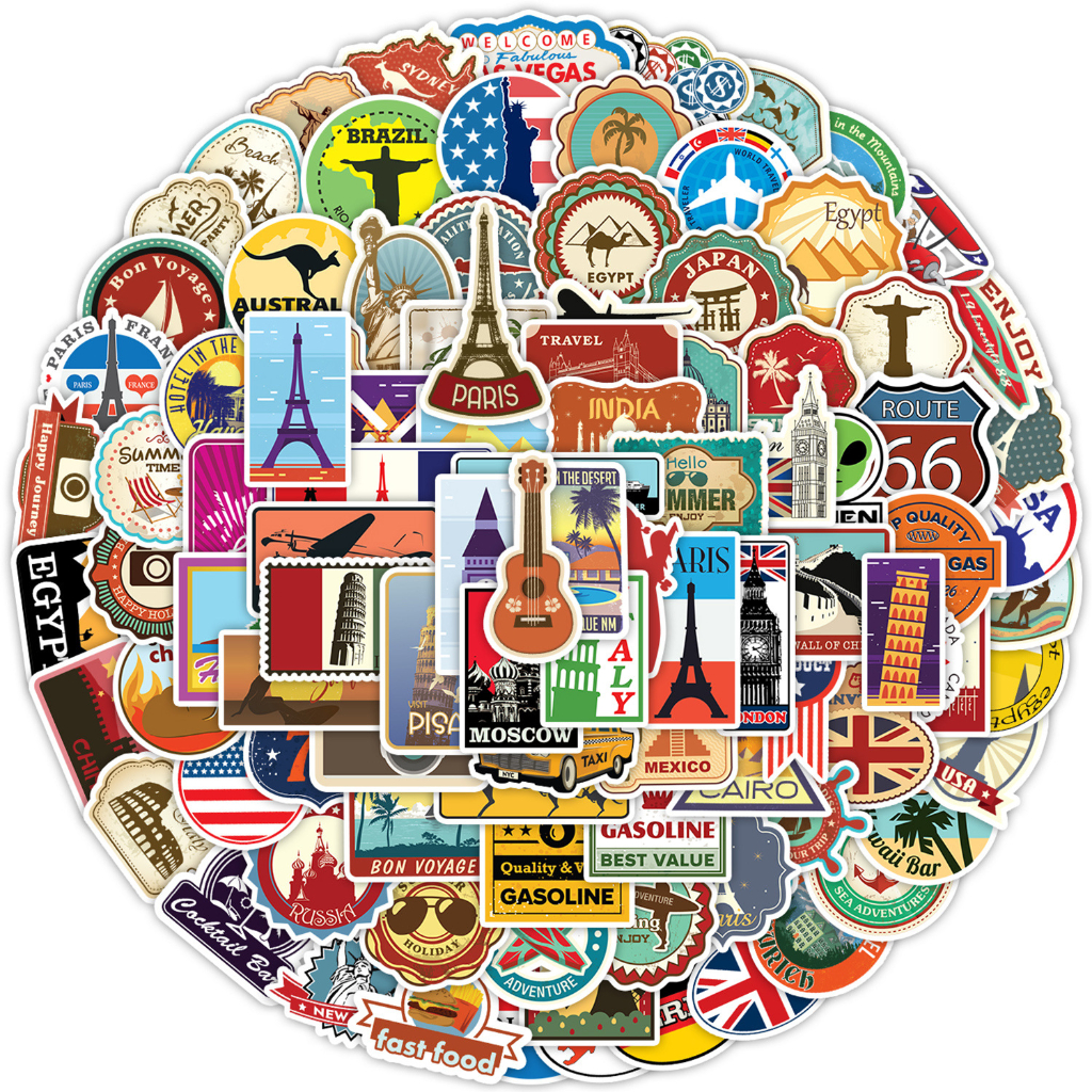 100/50PCS Vintage Travel Map Adesivos À Prova D'água Para Notebooks Papelaria Decalque Do Capacete em Oferta na Shopee