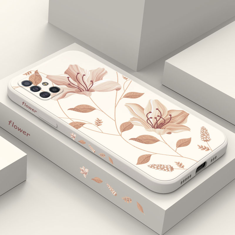 Delicate Blossoms Caixa Telefônica Para Samsung Galaxy A71 A51 4G A21S Capa De Moda A31 Silicone Líquido Padrão Lateral