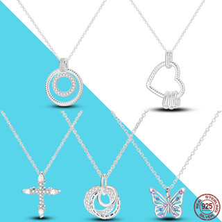 925 Prata Cross Heart Butterfly Elementos Geométricos Minimalistas Pingente Colar Para Mulheres 925 Jóias Presente De Aniversário
