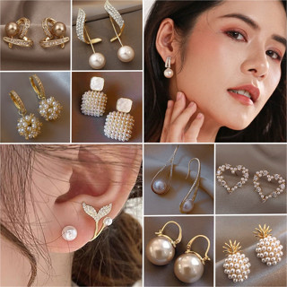 Brincos De Pérola Fashion Pearl Women Retro 925 Silver Needle Coreano Drop Elegante Ins Stud Festa De Casamento Jóias Presente